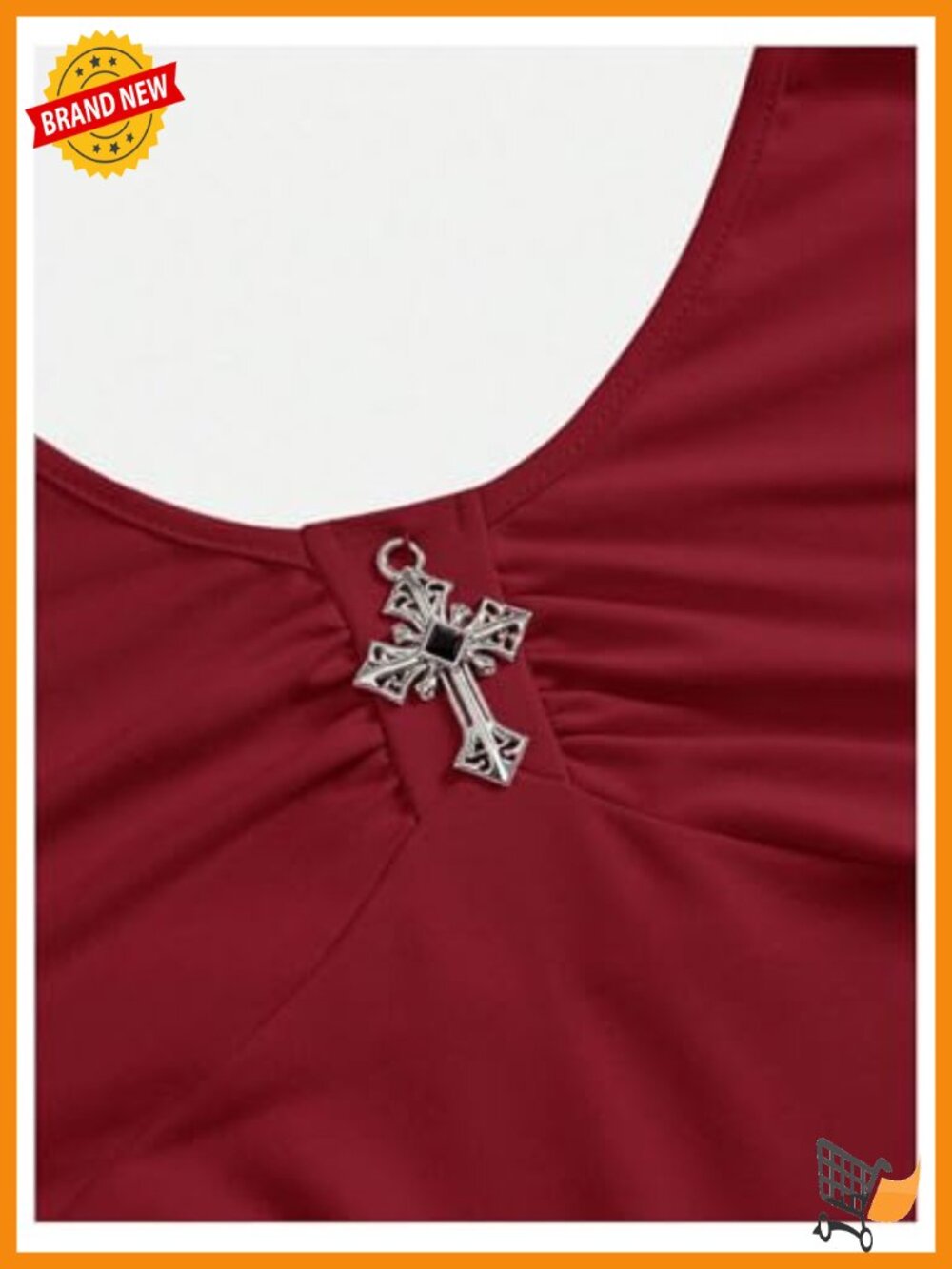 Sleeveless Halter A-Line Mini Dress Punk Grunge Cross Print Plus Size - Picture 2 of 3